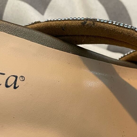 Bella Vita Carmen Heeled Slip-On Sandals Metallic Bronze Suede Block Heel 9 Wide - Picture 12 of 14